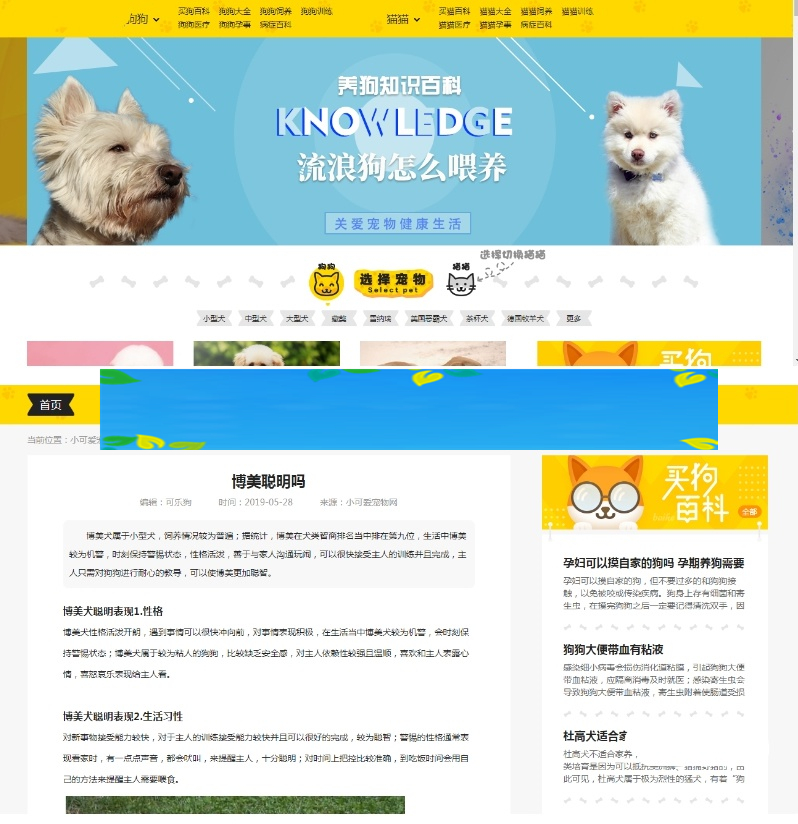 96kaifa仿《小可爱宠物网》完整版源码下载+火车头采集+手机版 专业宠物资讯平台源码-万源库