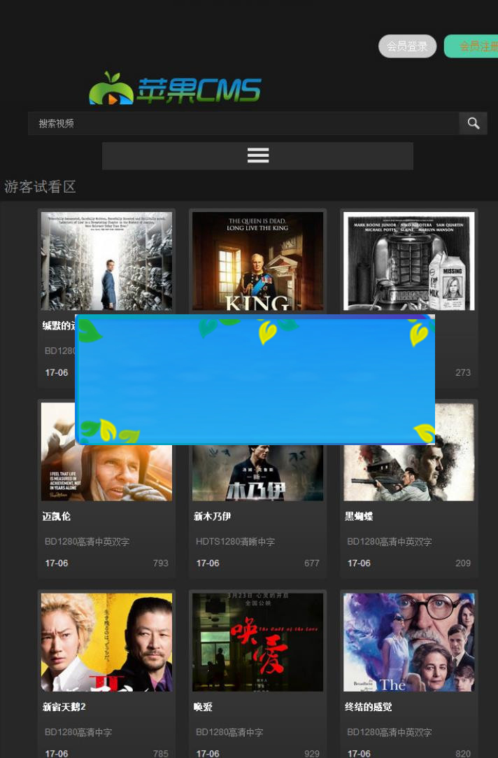 图片[2]-苹果CMSV8黑色风格龙女阁自适应模板_源码下载-万源库