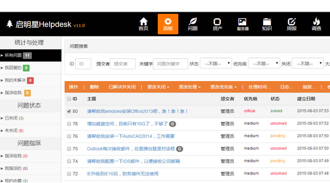 启明星IT问题管理系统Helpdesk v33.0-万源库