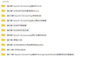 基于Flume+Kafka+Spark Streaming打造企业大数据流处理平台视频教程-万源库
