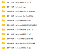 Mycat权威指南从入门到精通视频教程-万源库