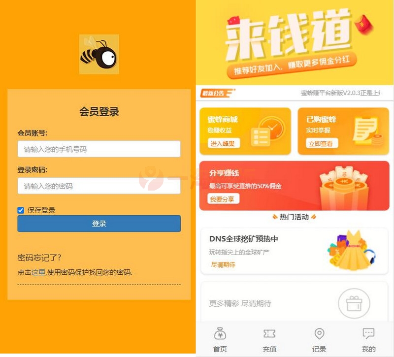 图片[1]-小蜜蜂理财源码完整修复版/对接免签接口/带会员分享提成/搭建教程-万源库